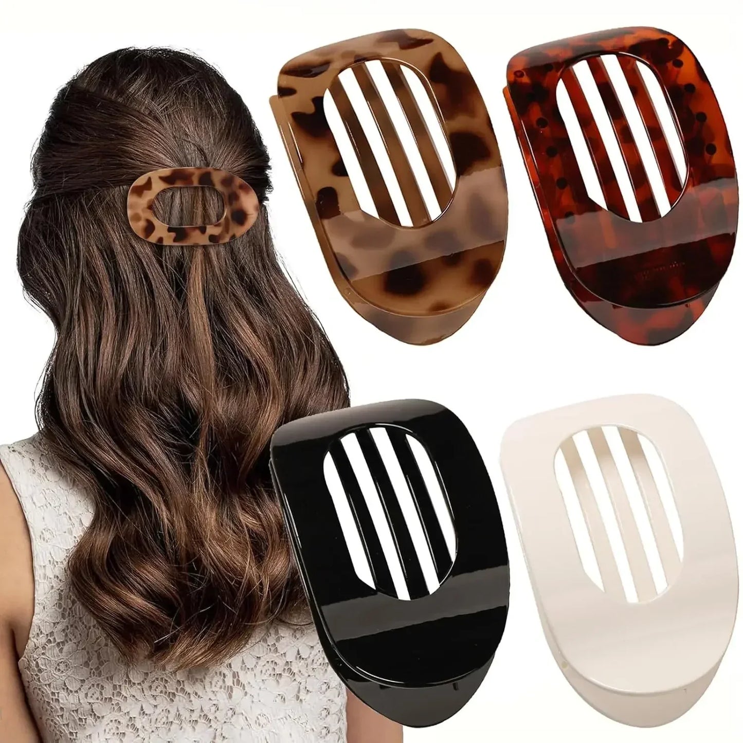 Hair Claw Clip Oval Design Leopard Print Acrylic Barrettes Spring 2026 Trend Gift