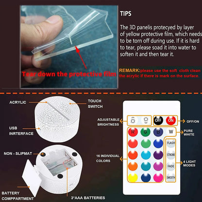3D Illusion Heart Lamp - USB LED Night Light, An Ideal Valentine's Day Gift