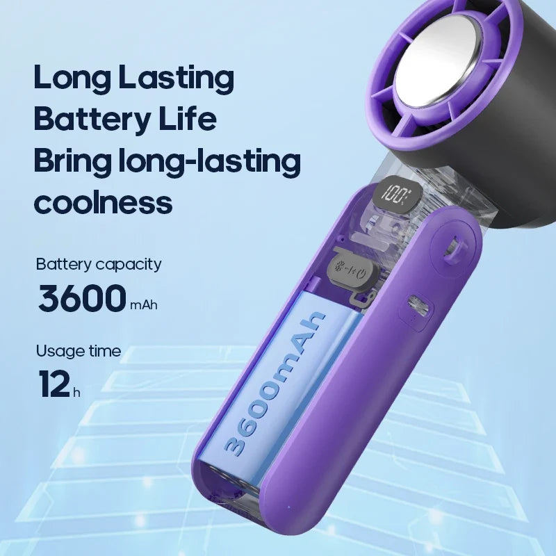 Handheld Fan Foldable Outdoor Cooling 3600mAh Battery 100 Level Turbo Summer 2026