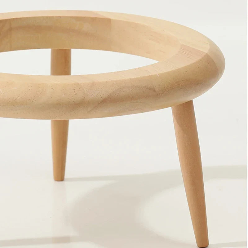 Cat Ceramic Bowl Set Height Adjustable Elevated Wooden Stand Double Food Water Bowls Fall 2025 Mess Free Feeding
