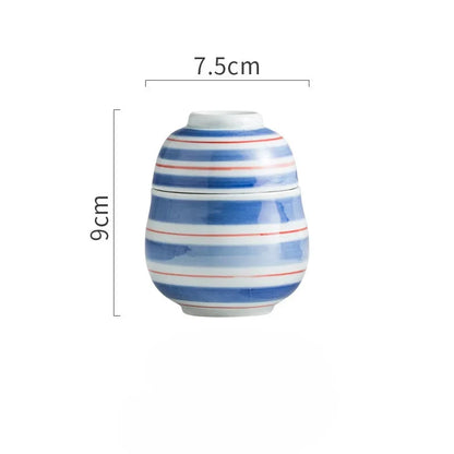 Hand Painted Japanese Ceramic Lidded Dessert Bowls Set