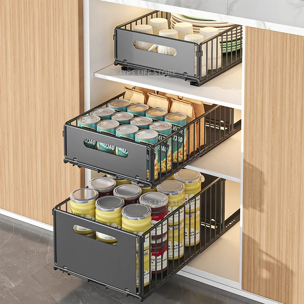 Pull Out Cabinet Organizer Slide Drawer Kitchen Rack
