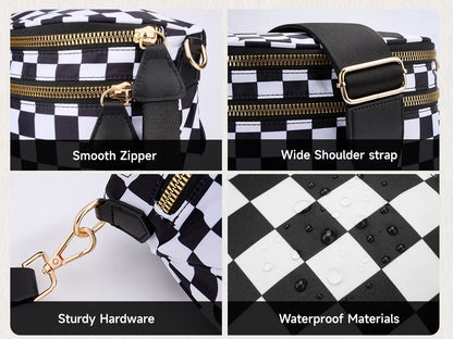 Casual women's checkered fanny pack – large capacity bum bag, adjustable crossbody mommy travel bag