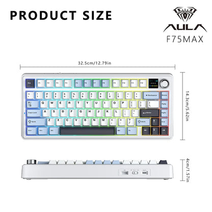 Gaming Mechanical Keyboard 75% Hot Swap RGB TFT Wireless