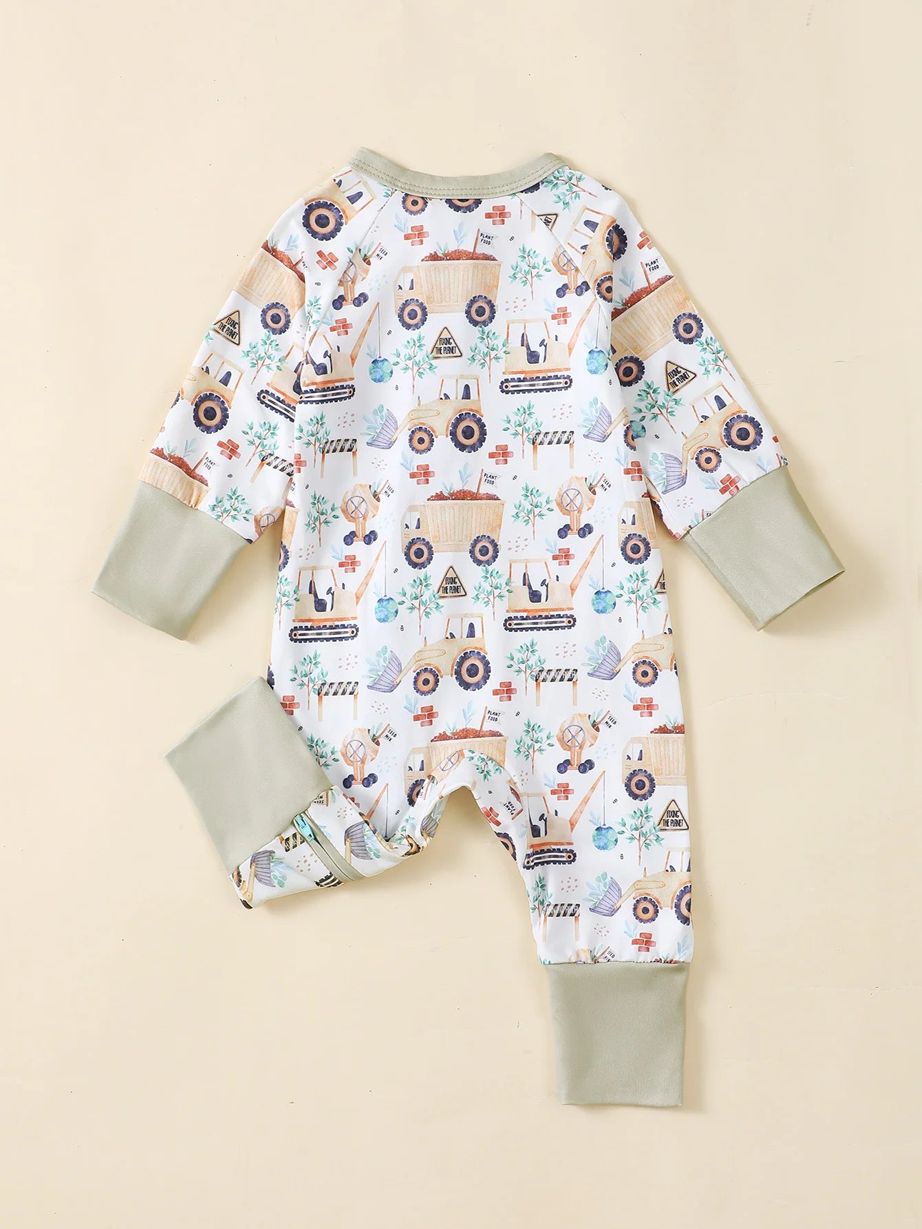 Additional gallery view 11 of baby boys bear print button-up winter romper