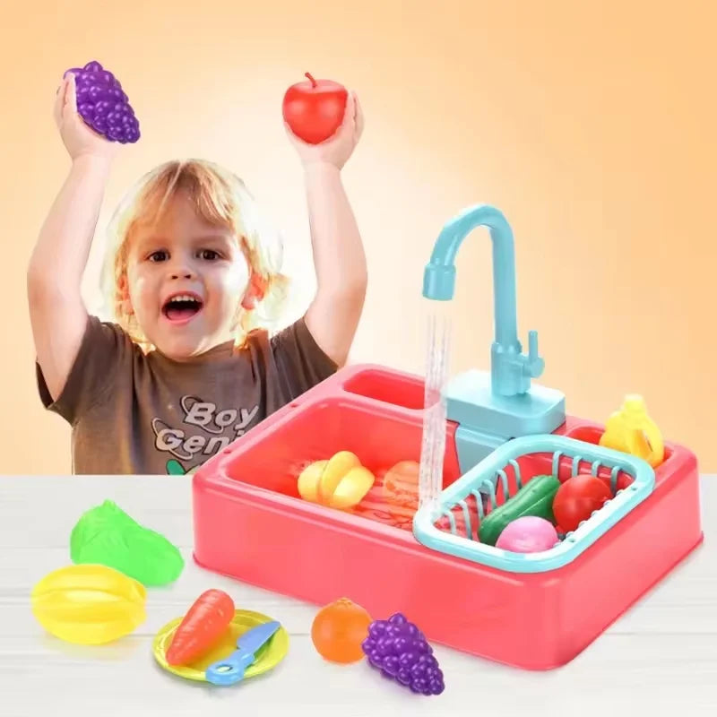 Kids Play Kitchen Sink Set with Water Circulation System for Educational Role Play and Imaginative Fun
