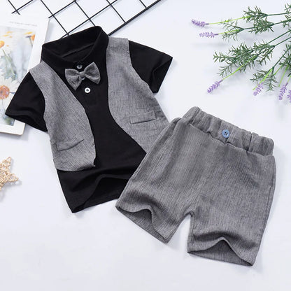 Fabric details of the boys short sleeve shirt and shorts set - view 26