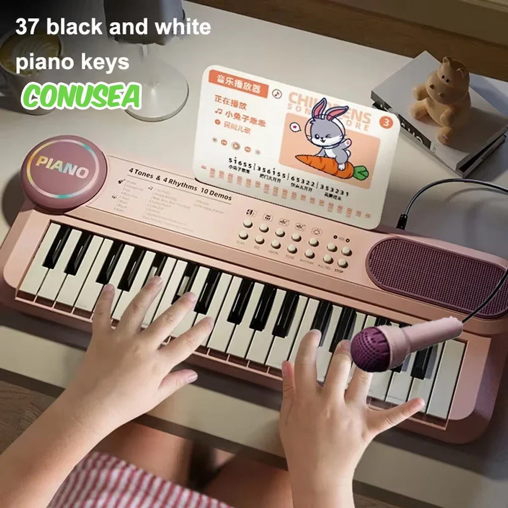 Kids Piano Keyboard Toy With Microphone 37 Keys Educational Musical Toy Back To School 2026 Gift Idea