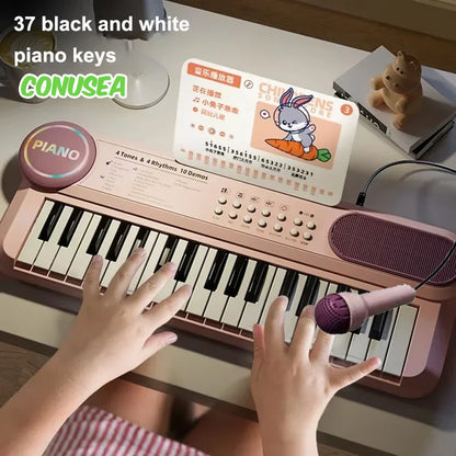 Kids Piano Keyboard Toy With Microphone 37 Keys Educational Musical Toy Back To School 2026 Gift Idea