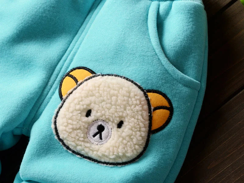 Additional gallery view 10 of kids thick velvet fleece 3-piece sleepwear set