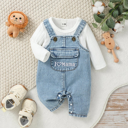 Baby boys long sleeve jumper top and rompers clothing set