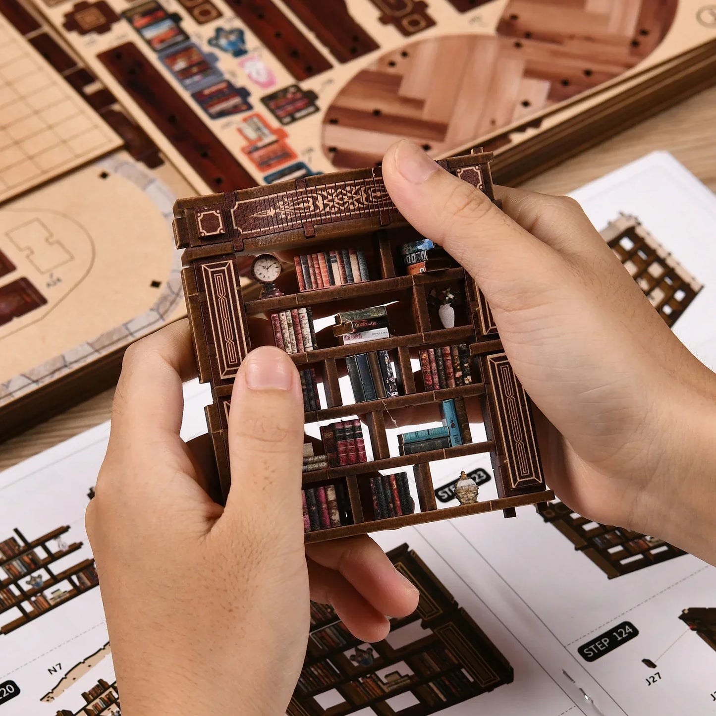 Miniature Dollhouse DIY Wooden Book House Kit Cozy Fall 2025 Room Decor, Handmade Architectural Model Gift