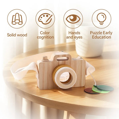 Wooden Montessori Camera Toy for Babies, BPA-Free, Safe Outdoor Gift for Toddlers, Encourages Creative Play and Skill Development