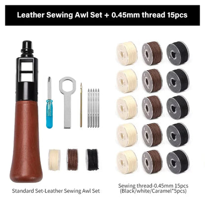 Leather Sewing Kit – Premium Hand Stitching Awl Tools Set for DIY Leather Craft and Canvas Repair, Fall 2026 Gift