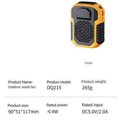 Hanging Neck Waist Fan USB Mini Charging Clip Fan - Outdoor Portable Mute Cooling Tool with Powerbank