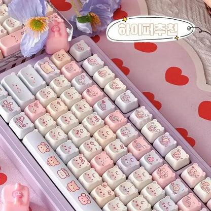 Keycaps PBT Cat Keycap Set Alice Layout 2.25U 2.75U Pastel Mechanical Keyboard TikTok Viral Fall 2025 Cute Desk Gift