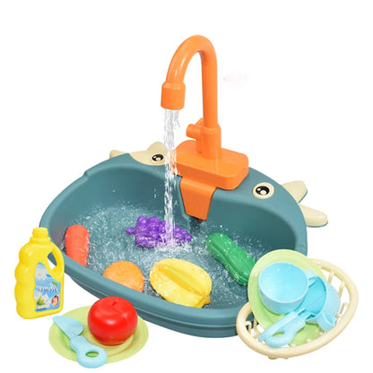 Kids Play Kitchen Sink Set with Temperature Sensing Dishwasher and Safe ABS Material for Pretend Play Role-Playing Fun