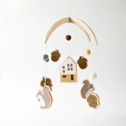 Baby Mobile Wooden Crib Hanging Toy Newborn Nursery Fall 2025 Soothing Music Developmental Gift