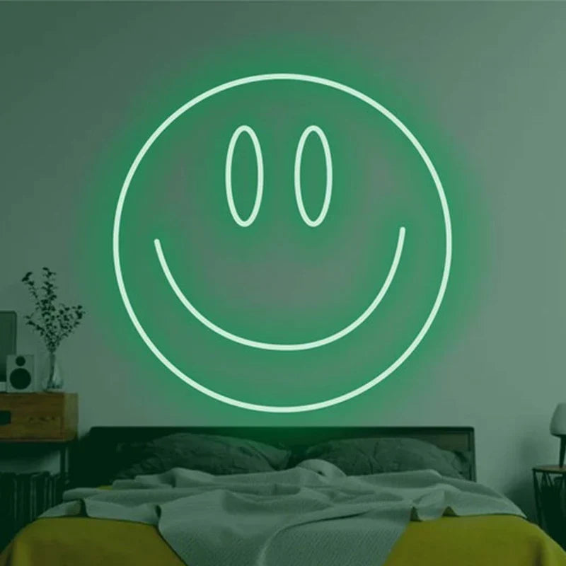LED Neon Sign 35cm USB Powered Smile Face Wall Hanging Night Light Bedroom Decor Fall 2025 Gift