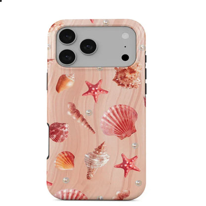 Tropical Ocean Double-Layer iPhone Case - PC TPU Cartoon Design Washable Cover for iPhone 11 to 17