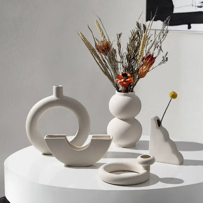 Ceramic Vase Embryo Sculptural Tabletop Vase Nordic Minimalist Home Decor Fall 2025 Ideal For Dry Flower Display
