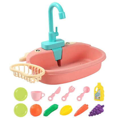 Variant image for Kids Play Kitchen Sink Set with Temperature Sensing Dishwasher and Safe ABS Material for Pretend Play Role-Playing Fun-1