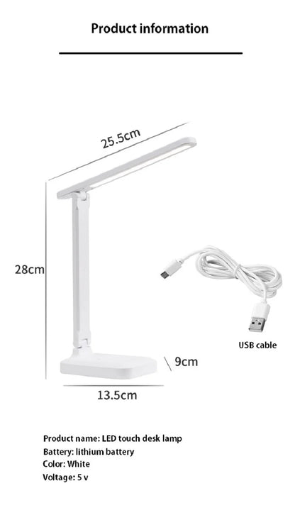 LED Desk Lamp Touch Dimmable Rechargeable Eye Protection