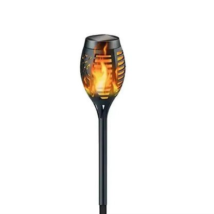 LED Solar Flame Torch Light - Waterproof Outdoor Garden Decoration, Flickering Lawn Lamp