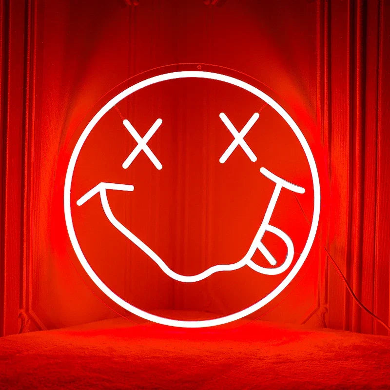 LED Neon Sign 35cm USB Powered Smile Face Wall Hanging Night Light Bedroom Decor Fall 2025 Gift