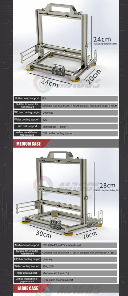 Open Frame PC Case Modular ATX MATX ITX Aluminum Rack