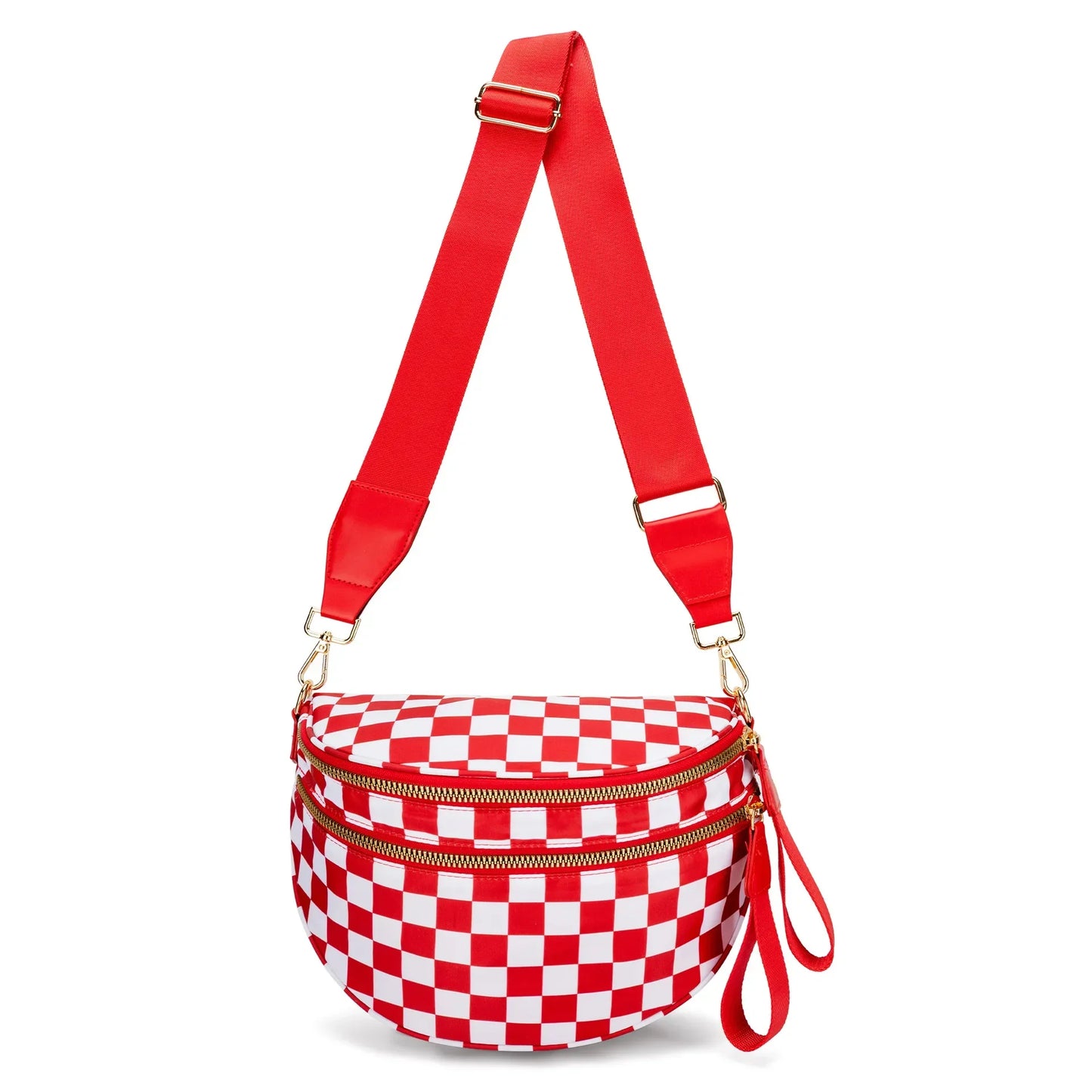 Casual women's checkered fanny pack – large capacity bum bag, adjustable crossbody mommy travel bag