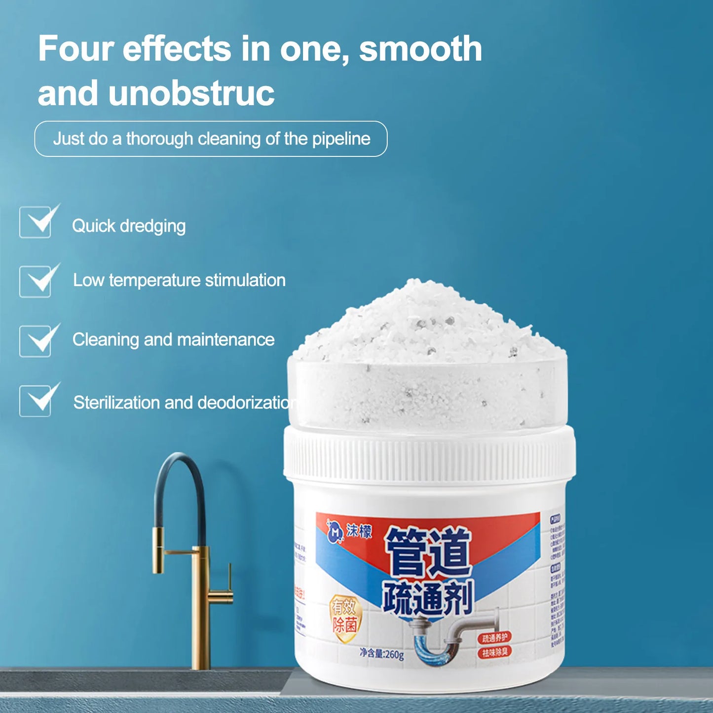 Drain Cleaner Powder 260g Eco Friendly Kitchen Drain Unblocker With Deodorizing Action Spring Cleaning 2026