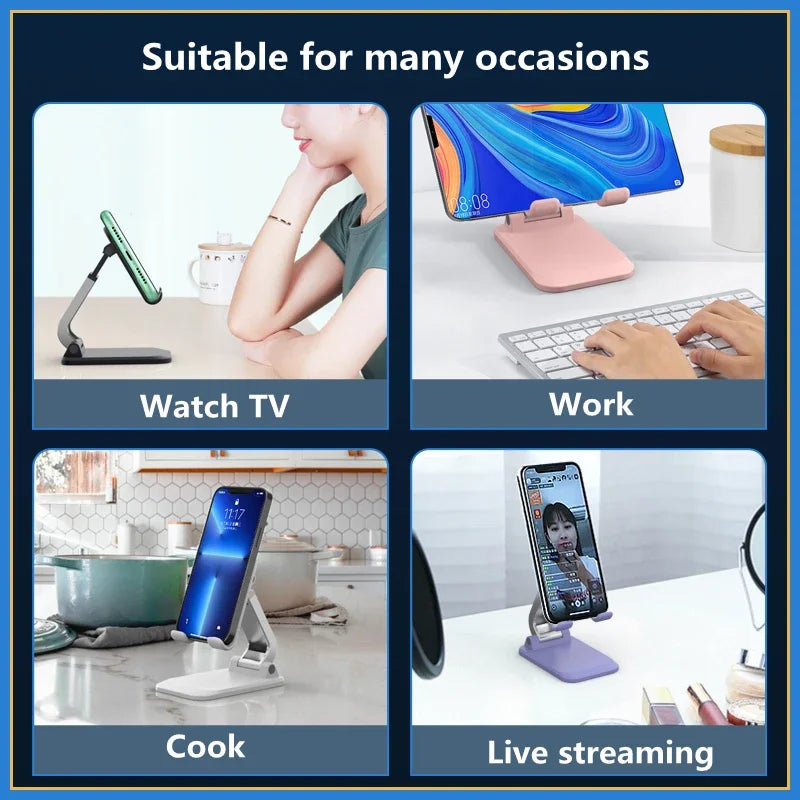 Foldable Aluminum Mobile Phone & Tablet Stand - Ergonomic Desk Holder for iPad, iPhone, Adnroid Accessories