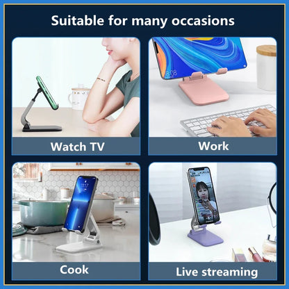 Foldable Aluminum Mobile Phone & Tablet Stand - Ergonomic Desk Holder for iPad, iPhone, Adnroid Accessories