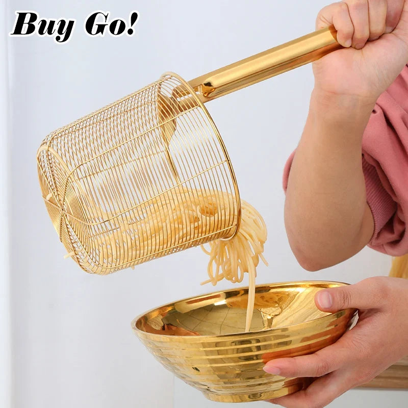 Stainless Steel Frying Basket Mesh Colander – Multi-Use Kitchen Strainer for Noodles and Dumplings, Viral 2026 Trend
