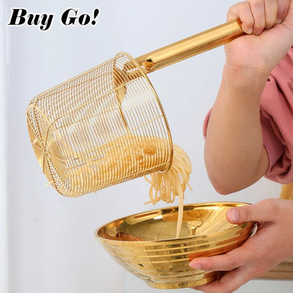 Stainless Steel Frying Basket Mesh Colander – Multi-Use Kitchen Strainer for Noodles and Dumplings, Viral 2026 Trend