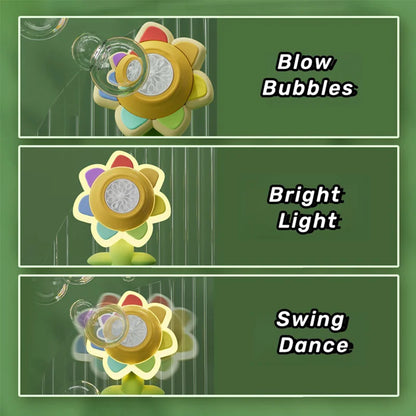 Bubble Machine Sunflower Bubble Maker Toy Kids Summer 2025 One Key Automatic Light Dancing Gift