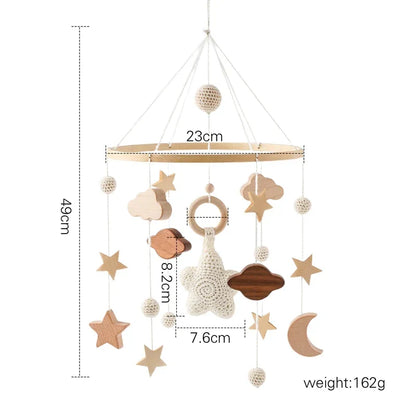 Wooden Baby Mobile Natural Wood Newborn Crib Mobile 0-12 Months Nursery Decor Newborn Gift 2025 Soothing Music