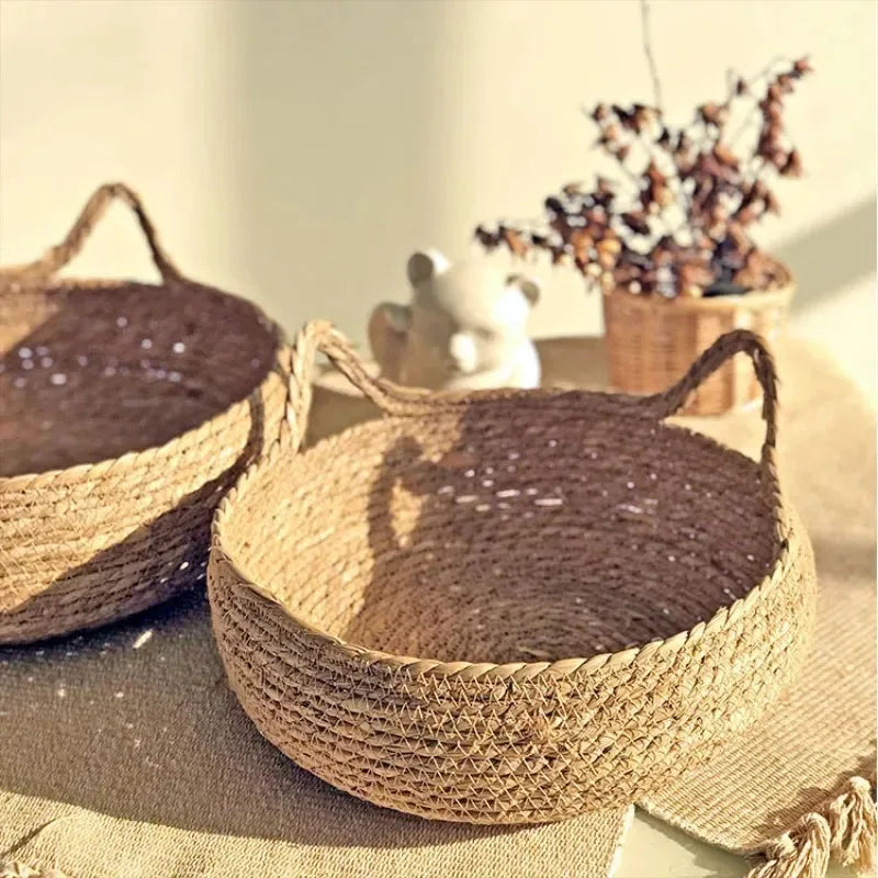 Cat Bed Natural Woven Nest With Seasonal Heating Pad And Washable Insert, Fall 2025 Cozy All Season Retreat