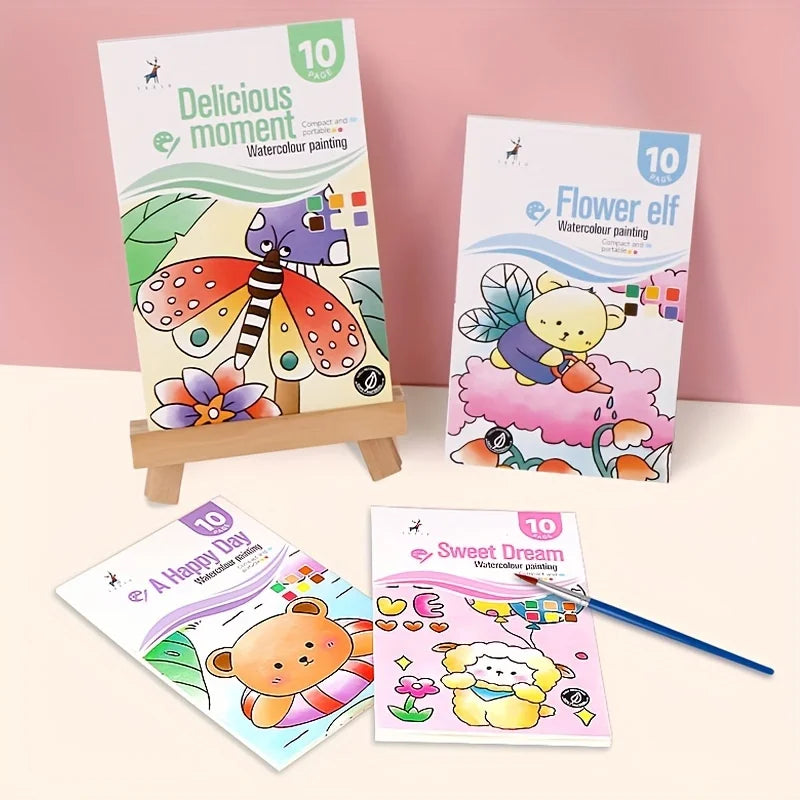 Watercolor Painting Book With Pen Self Contained Water Colors Art Kit For Kids Back To School 2025 Gift