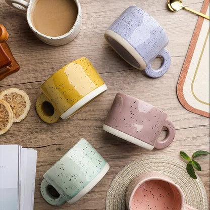 Ceramic Mug 300ml Porcelain Ring Handle Speckled Handmade Modern Coffee Cup Fall 2025 Cozy Gift