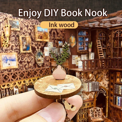DIY Book Nook Kit Wooden Miniature Shelf Insert Roombox Dollhouse Model Holiday 2025 Cozy Library Gift