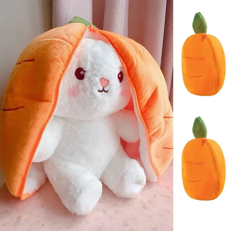 Plush Bunny 25cm Strawberry Carrot Transforming Toy Kids Birthday Gift Fall 2025 Cute Cuddly Surprise