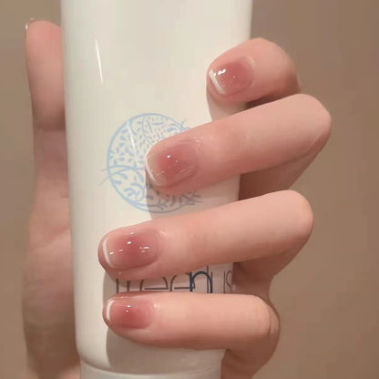 Press On Nails Short Square White Minimalist False Nail Tips Set Spring 2026 Reusable