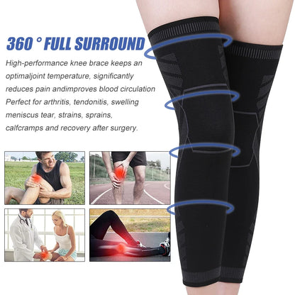 Full Leg Compression Sleeve Long Knee Support for Cycling Hiking Basketball – Pair 2026