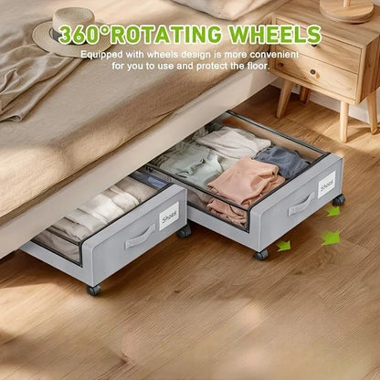 Underbed Storage Container With Wheels And Lid Pull Out Organizer Dorm Bedroom Back To School 2025 Space Saving
