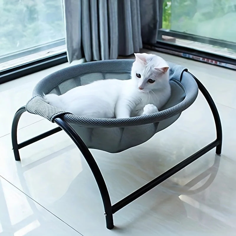 Cat Bed Breathable Cooling Hammock Cot Elevated Pet Sofa Summer 2025 Cozy Sturdy Metal Frame Nap Lounger