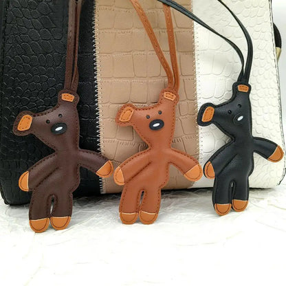 Bear Keychain PU Leather Mini Bag Charm Cute Gift Accessory