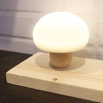 Night Light Silicone Mushroom Lamp Touch Control Wooden Base Back To School 2025 Cozy Kids Gift Timer