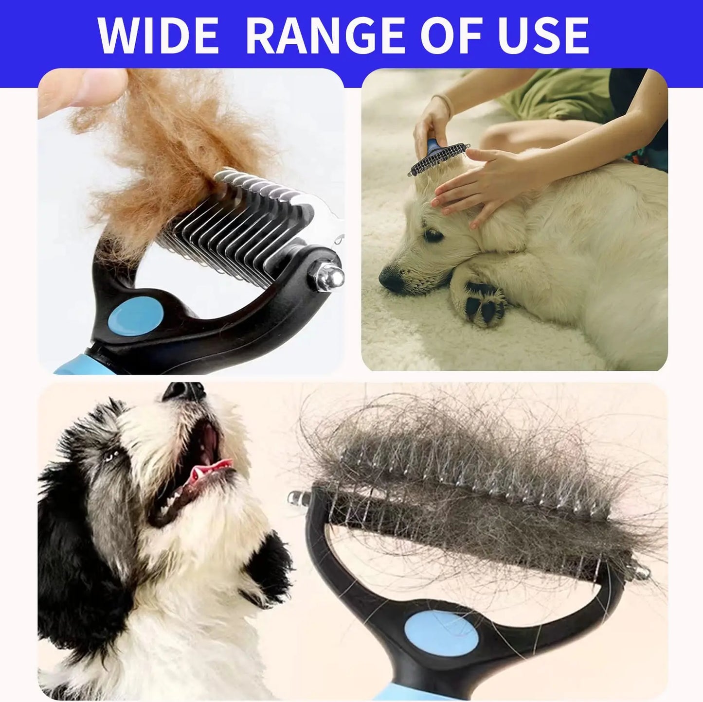 Pet Grooming Care Deshedding Brush for Dogs & Cats - Fur Remover & Knot Cutter Comb